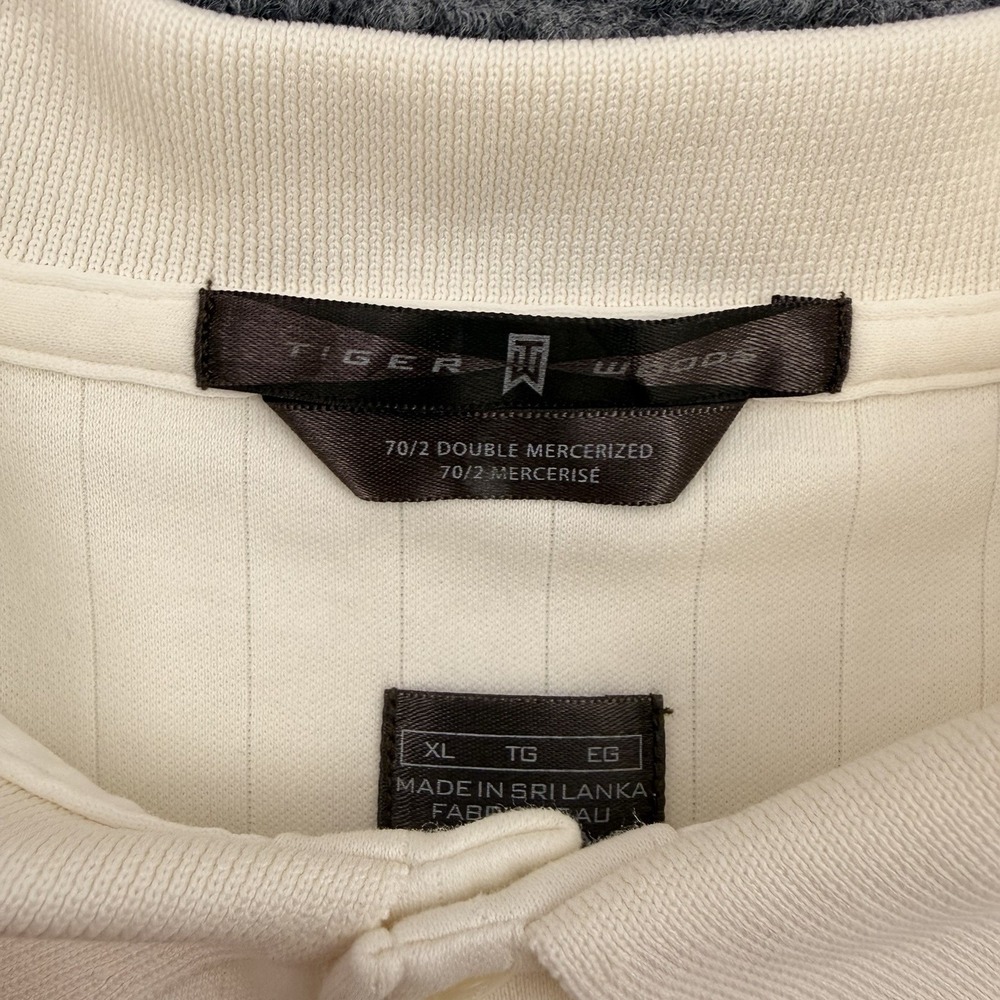 Y2K Tiger Woods Performance Polo Shirt Men's Size XL Cream Off White Vertical - Picture 4 of 5